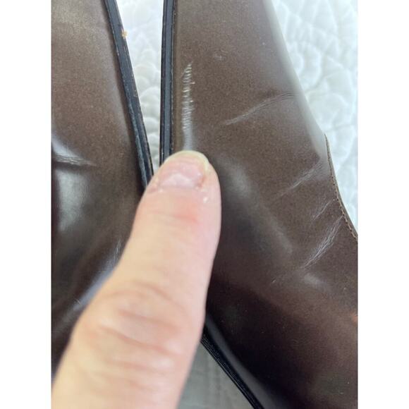 Stuart Weitzman Women's Size 9.5 Brown Patton Leather Dressy Block Heel Shoe - Picture 6 of 11